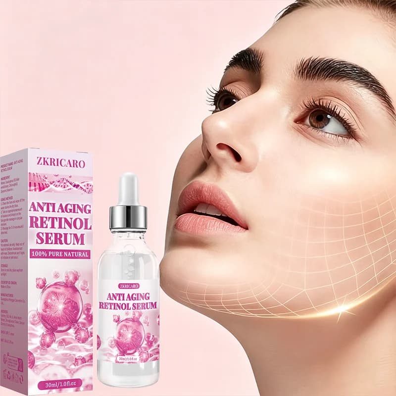 Sérum anti-âge au rétinol, hydratant et adoucissant quotidien hautement efficace, améliore l'élasticité de la peau, créant un aspect jeune.
