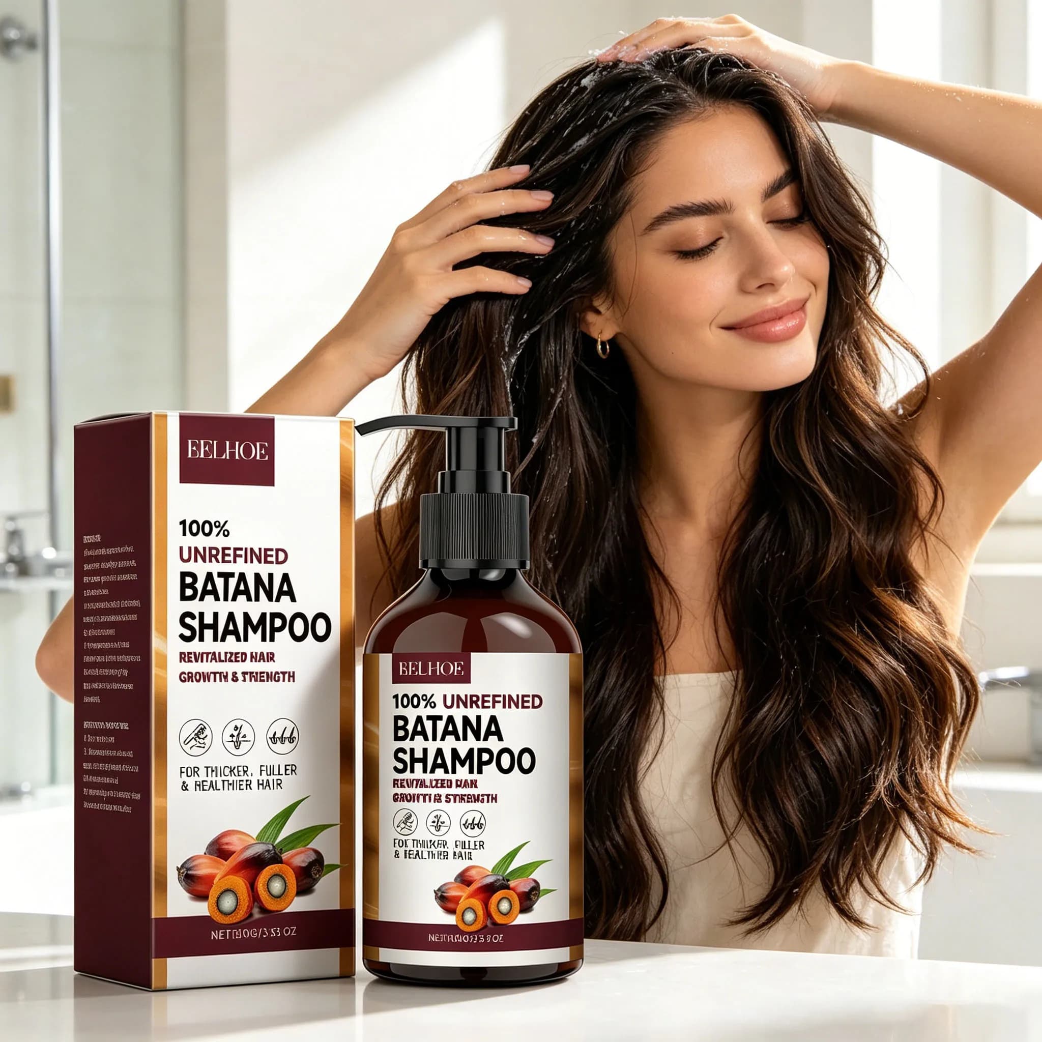 Shampoo à l'huile de Batana, nettoyage en profondeur, hydratant, lissant, anti-frisottis, réparation des cheveux abîmés, régulation du sébum du cuir chevelu, repousse des cheveux, ensemble de soins ca