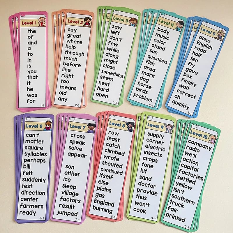 1000 cartes flash de mots fréquents, liste de mots, cartes flash de mots à haute fréquence, matériel pédagogique ESL, construction du vocabulaire
