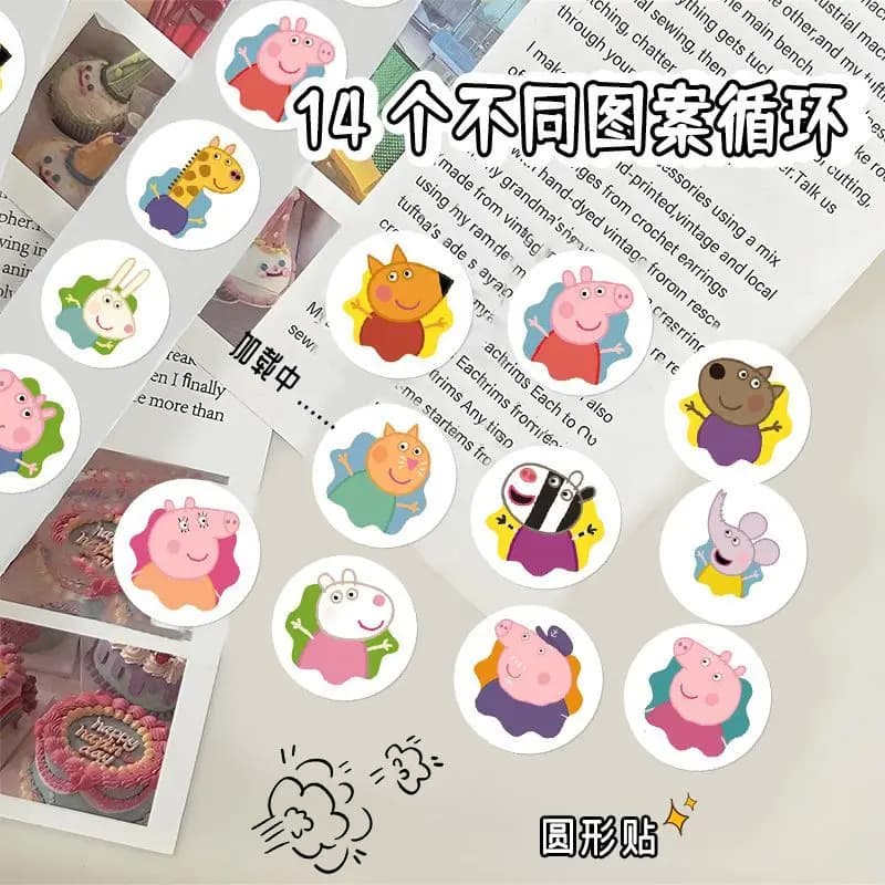 Dernier modèle 500 autocollants décoratifs Peppa Pig en rouleau pour enfants, pour DIY, agenda, scrapbooking, cadeaux de fête et scellés