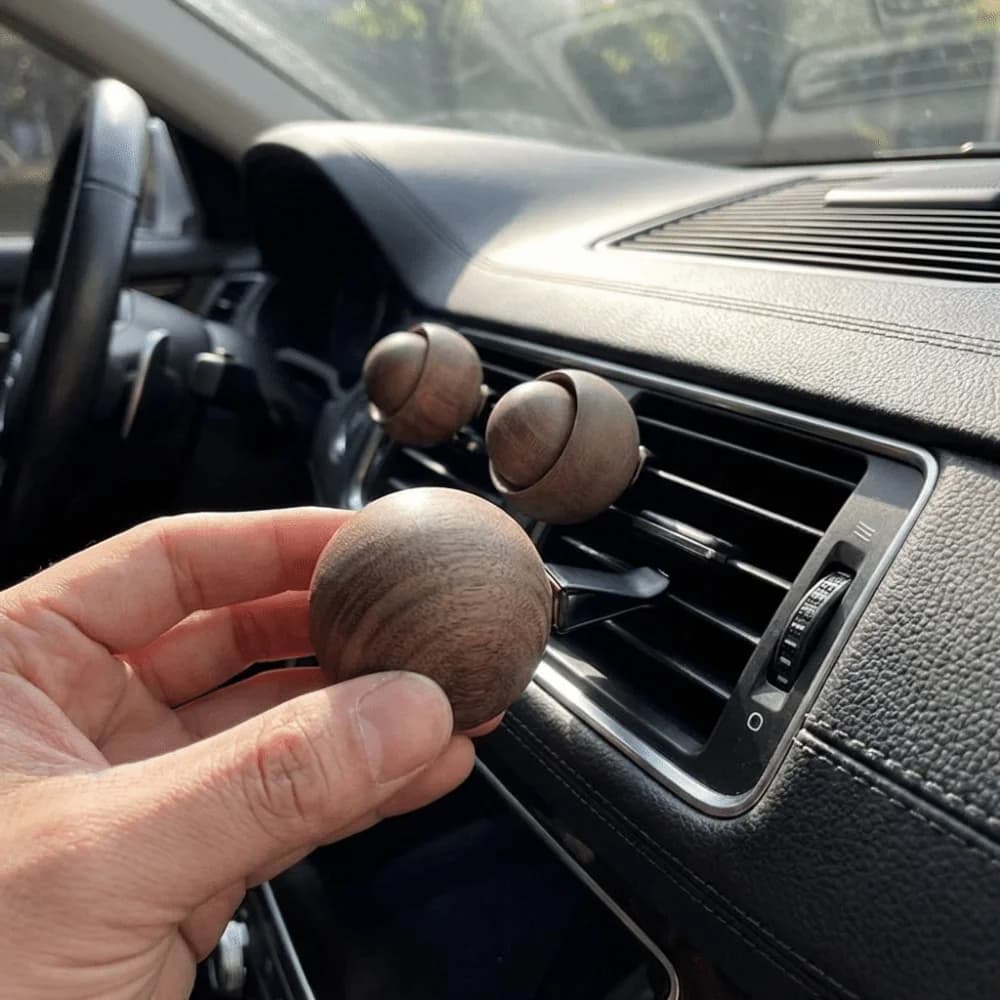 Diffuseur d'air frais pour voiture fait à la main en noyer noir naturel