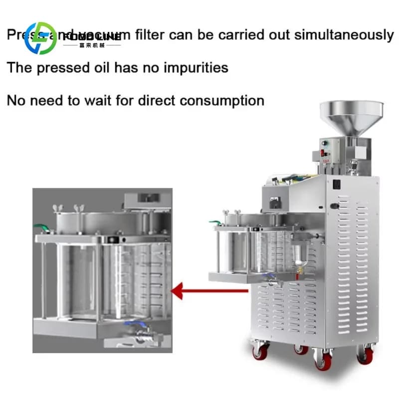 Presse à huile automatique pour graines de sésame et de tournesol, capacité commerciale 15-20 kg/h, pressage à chaud et à froid