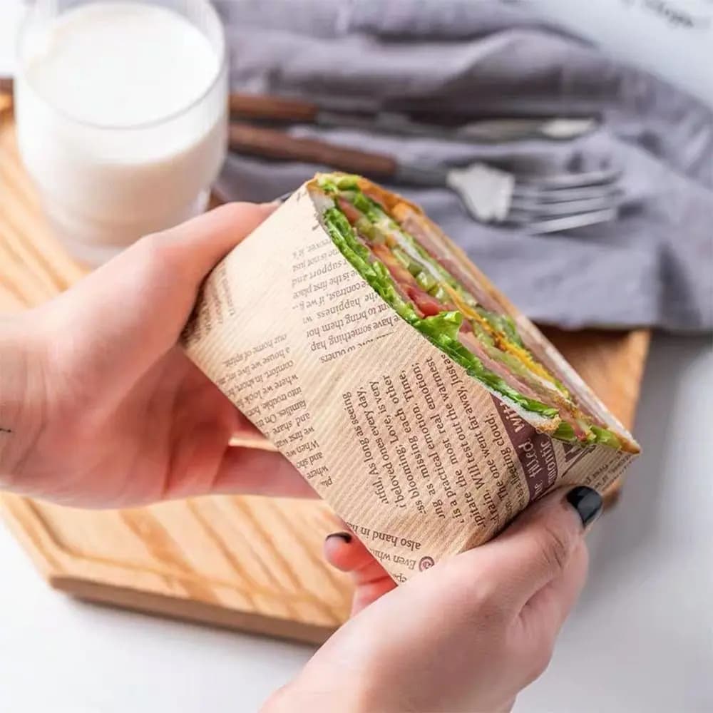 Papier d'emballage pour Sandwich, papier pour Hamburger résistant à l'huile, plateau résistant à l'huile, plaque de cuisson du pain, papier pour poêle à frire à l'air