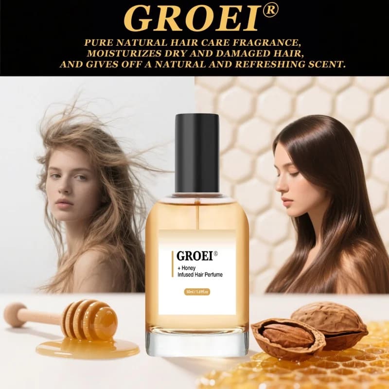 Parfum capillaire infusé au miel 50ml - Parfum naturel à l'huile d'argan, nourrit et ajoute de la brillance, protège et répare les cheveux abîmés