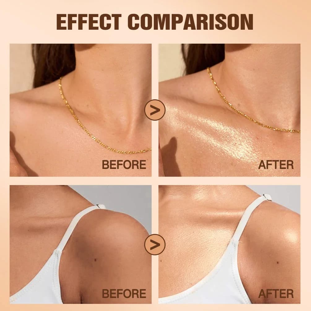 Huile Scintillante Corps QIBEST – Illuminateur Liquide Longue Durée Effet Pailleté Hydratant pour le Visage et le Corps – Maquillage Éclaircissant et Contouring