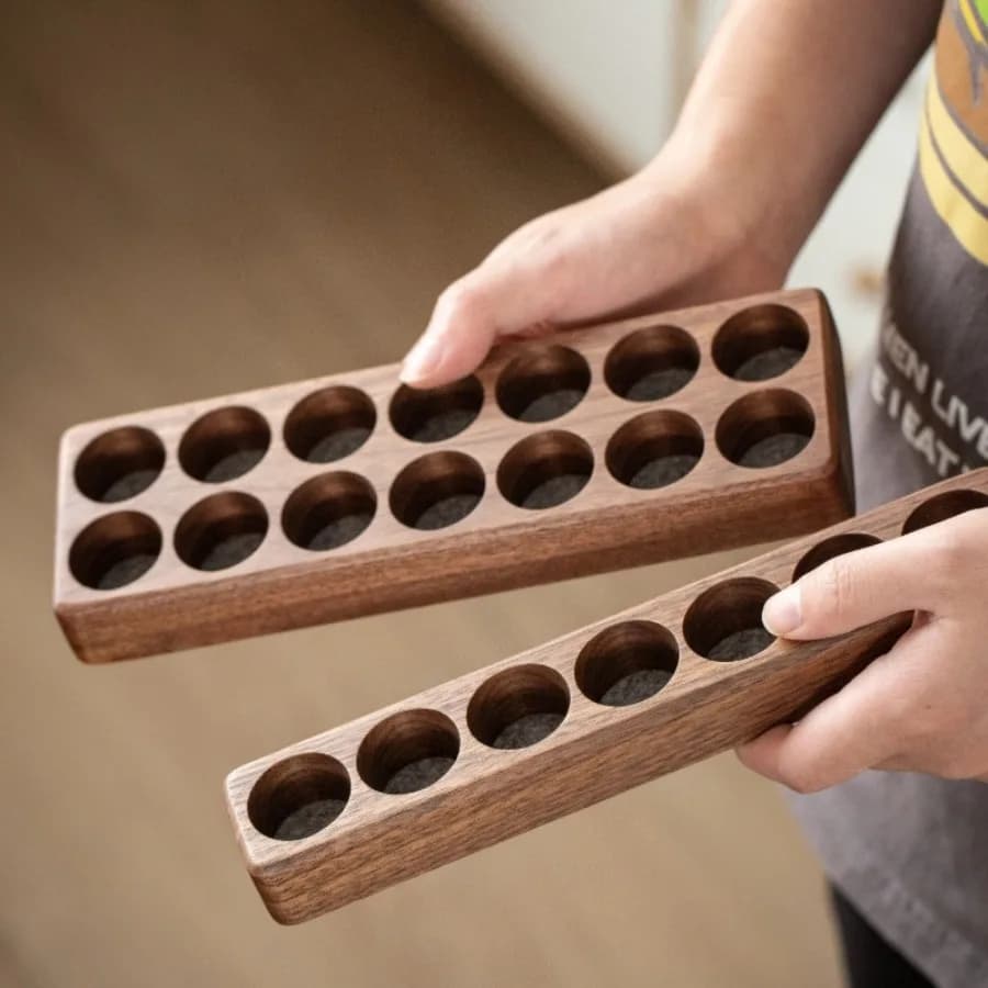 Support de rangement en bois de noyer pour huiles essentielles et cosmétiques, présentoir Vertical de bureau en bois, salle de bains, cuisine, ménage avec cloison
