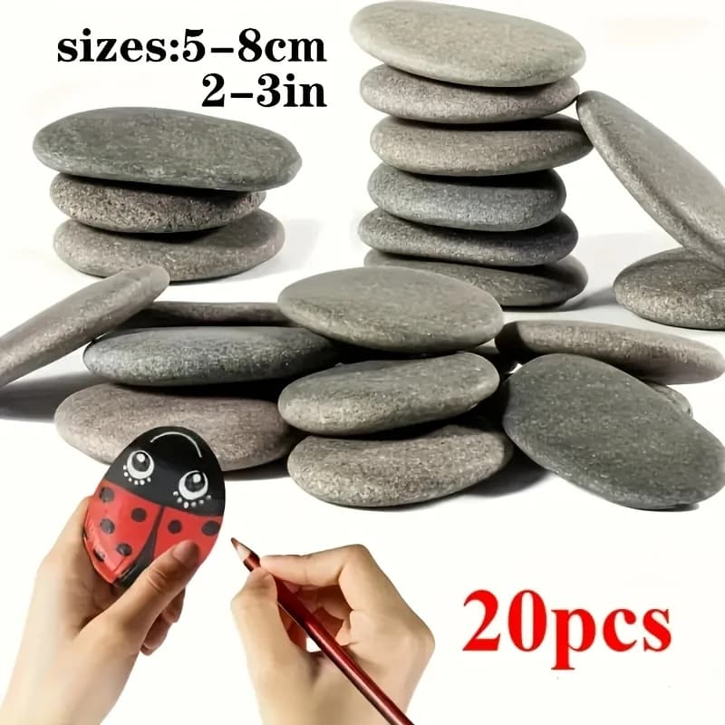20 pierres de rivière naturelles, pierres lisses, tailles 1-3 cm, adaptées à l'art, à la décoration d'aquarium, aux travaux manuels, à l'aquarium et à la peinture sur roche