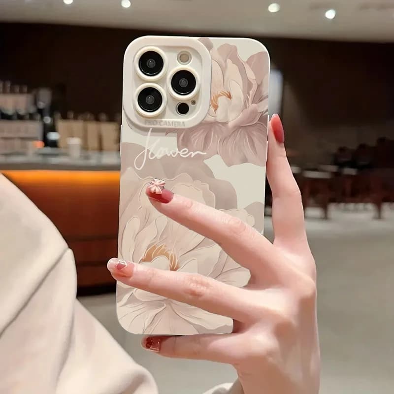 Coque de téléphone à fleurs avec peinture à l'huile