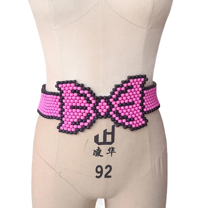 Tenue de festival rave pour femme, harnais de taille bohème pour femme, ceinture Kandi à nœud papillon, ceinture perlée rose