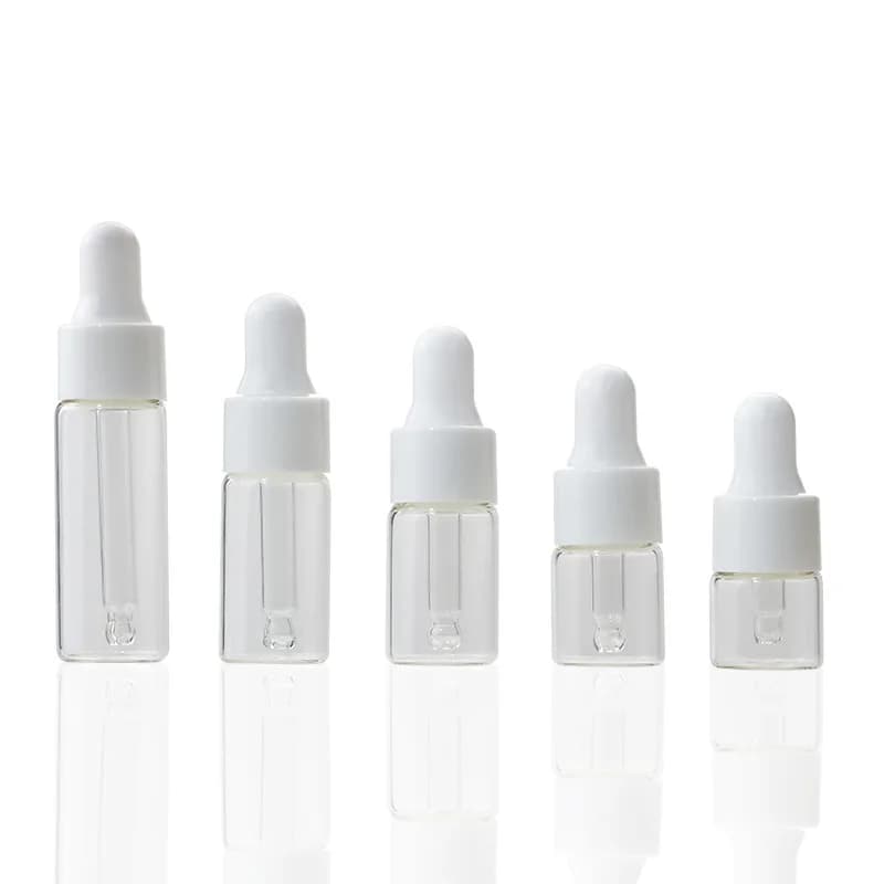 Petit flacon compte-gouttes Transparent de 1ml, 2ml, 3ml, huile essentielle, Essence, échantillon, verre divisé, récipient vide de 4ml, 5ml