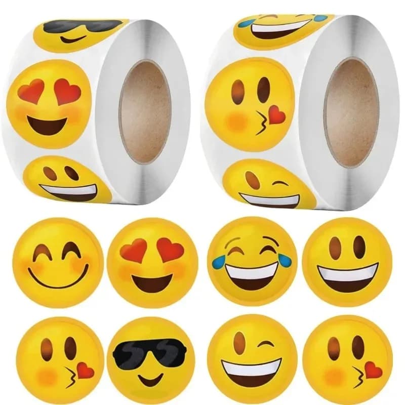 1/2 rouleau de stickers emoji souriants, autocollants inspirants pour enfants, emballage extérieur créatif mignon et amusant, autocollant cadeau