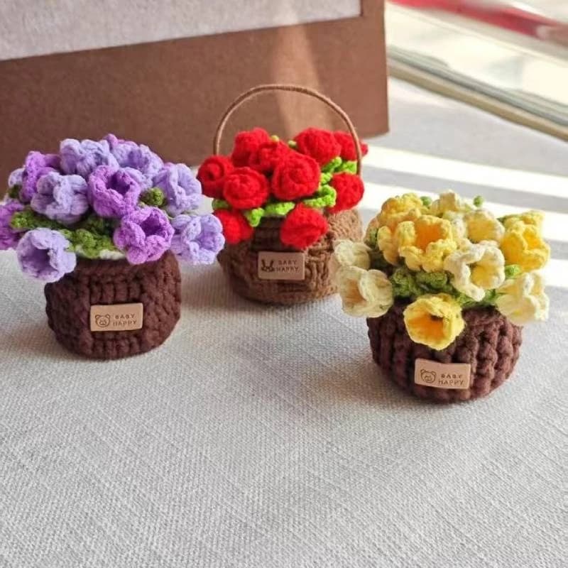 Sous-verres en Crochet de roses avec Pot de plantes