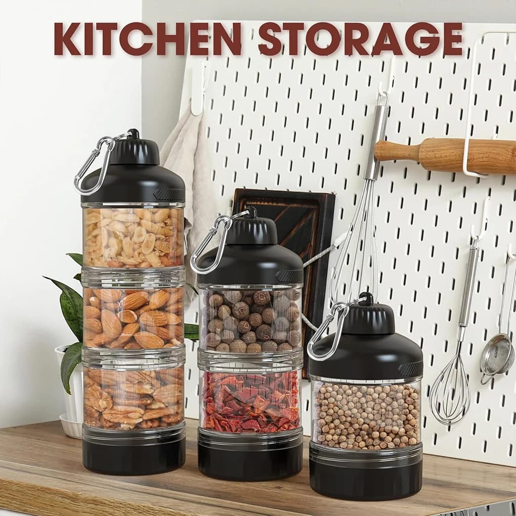 Boîte distributrice de poudre de protéines avec et boîte pour le stockage des aliments, PC de qualité alimentaire, adaptée aux exercices de gymnastique transparent
