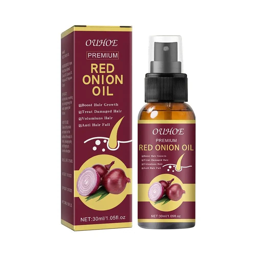 Huile essentielle d'oignon rouge pour les cheveux abîmés, spray hydratant à l'eau de riz, traitements capillaires, produits de soins capillaires