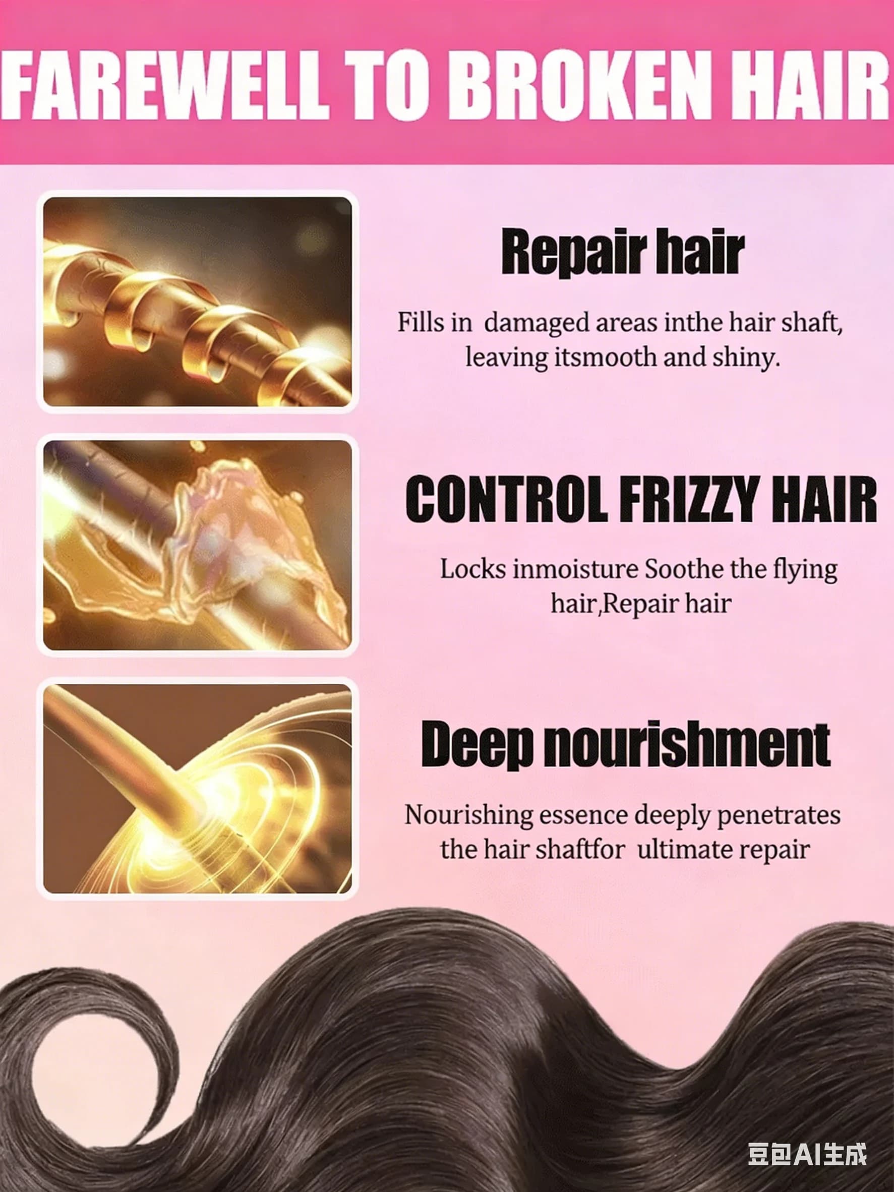 Traitement réparateur capillaire moléculaire original, répare en profondeur les cheveux secs, abîmés et crépus, soin capillaire hydratant rapide en 4 minutes