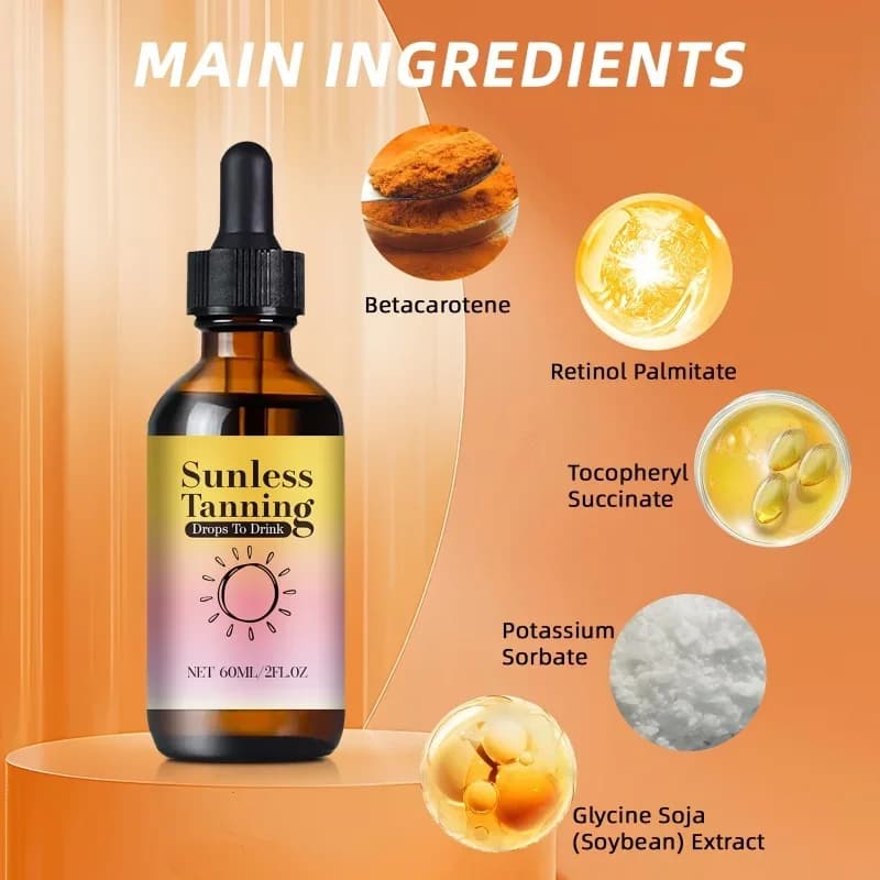 Healthy Glow Drops 60 ml - Formule de bronzage naturelle avec bêta-carotène et vitamines. Améliore le teint et le bien-être cutané.