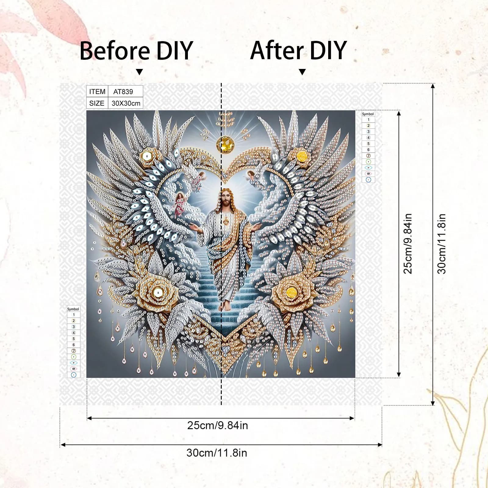Kit d'art diamant de forme spéciale dieu et amour, bricolage pour débutant et adulte, Kits de peinture d'art diamant pour cadeaux de décoration murale de maison