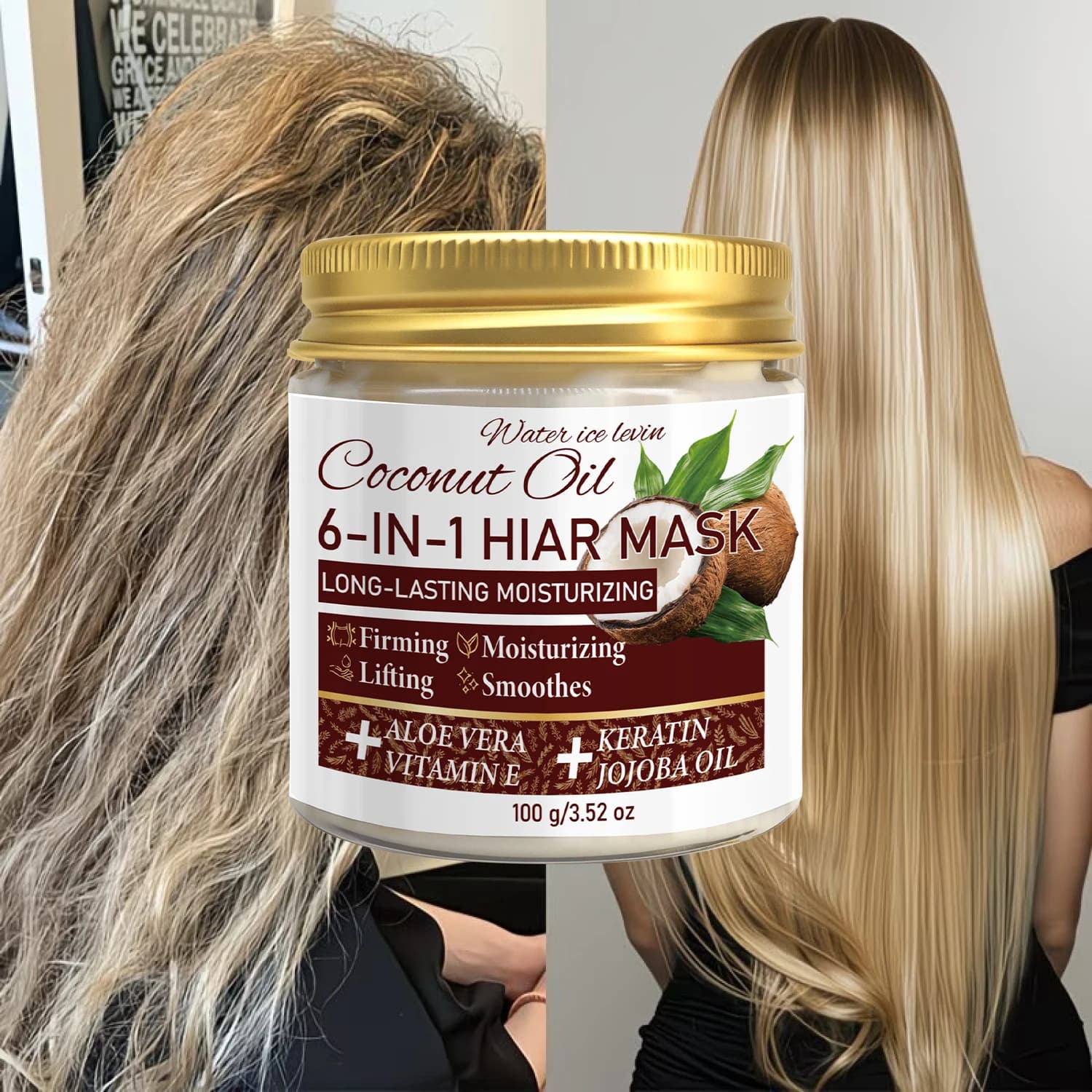 Masque capillaire à la noix de coco 6-en-1 avec kératine et huile de jojoba