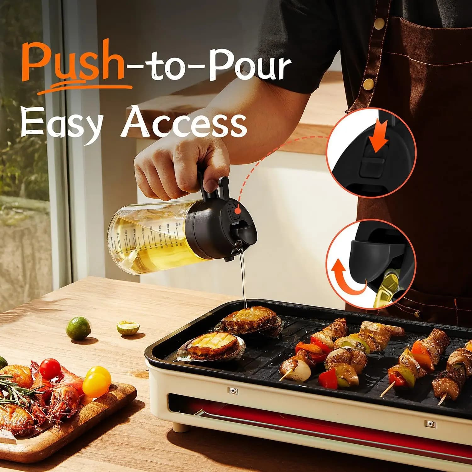 Pulvérisateur d'huile d'olive en verre de 16 oz / 470 ml pour la cuisine – Bouteille distributrice