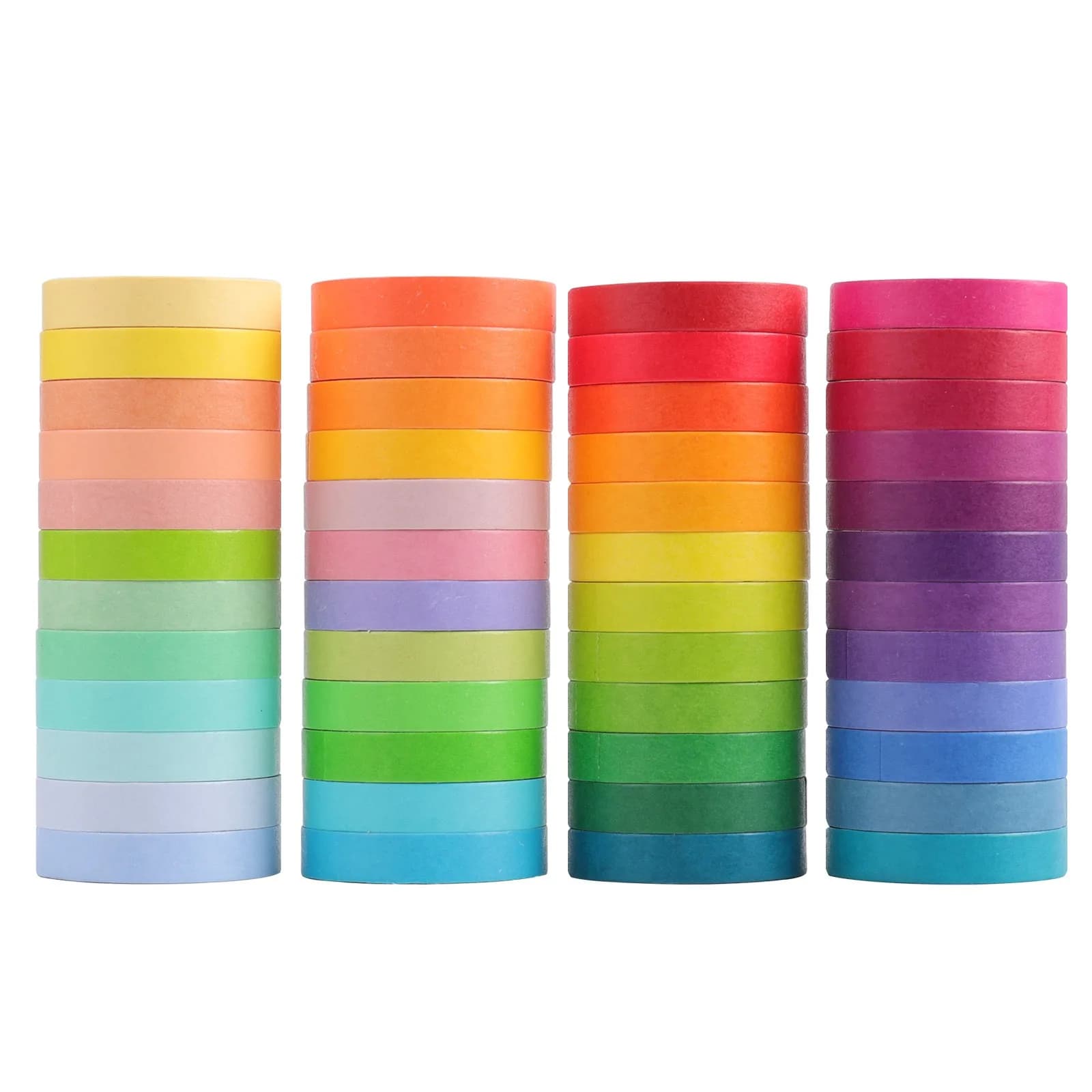 48 rouleaux de ruban adhésif Washi, ruban de masquage de 8 mm de large, couleur unie arc-en-ciel, décoratif pour journal intime, Scrapbooking, fournitures scolaires et de bureau