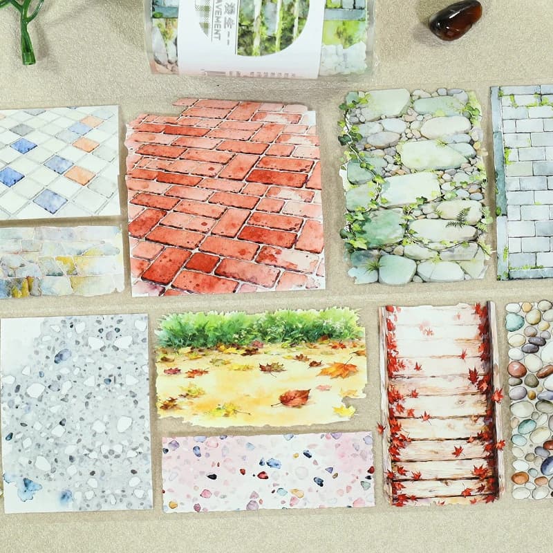 Ruban PET 70mm*200cm Motif Route en Pierre Vintage, Matériel Créatif DIY pour Journal, Collage, Scrapbooking, Papeterie