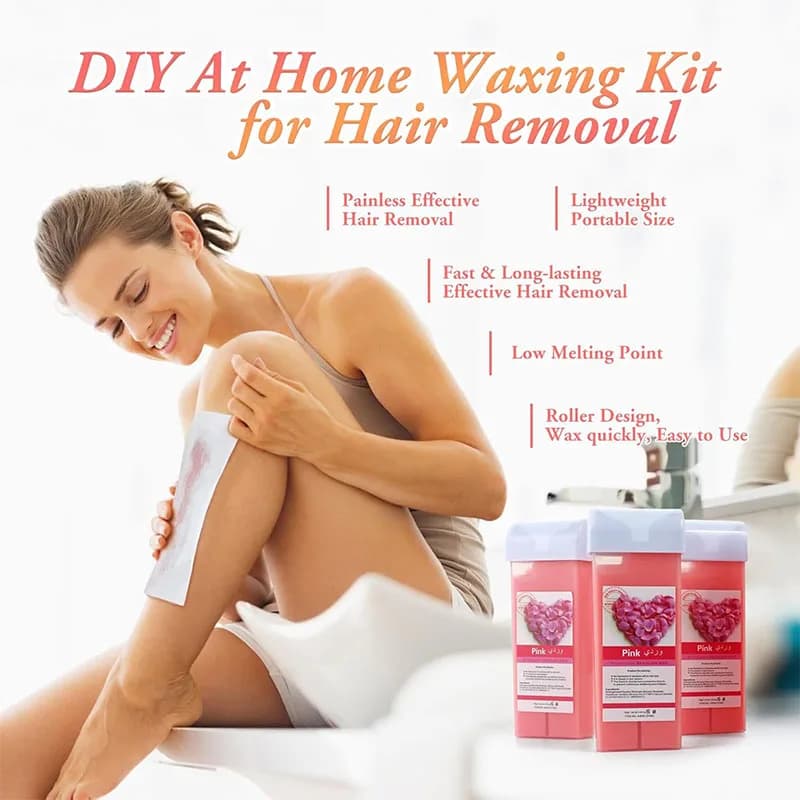 Kit d'épilation unisexe avec cire à rouleaux chauffante et cartouche chaude pour une peau lisse