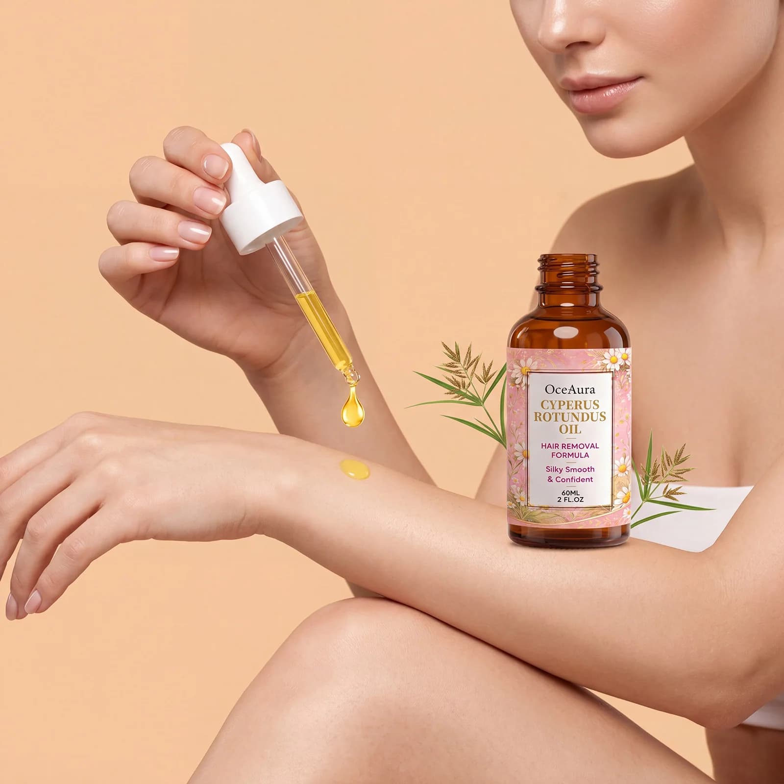 Huile dépilatoire Cyperus Rotundus (1/2/3 pièces) – Soin post-épilation pour une croissance lente des poils, hydratante, pour une peau douce et soyeuse, huile corporelle douce