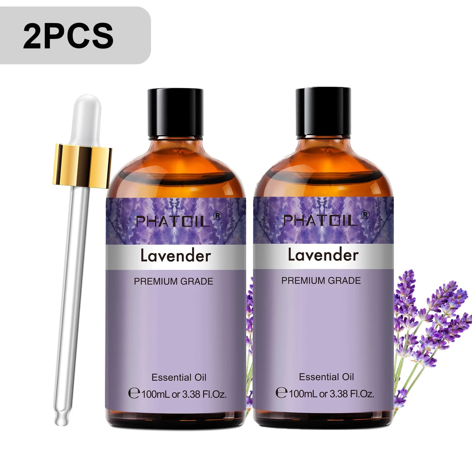 PHATOIL 2 pièces/1 pièces huile essentielle d'aromathérapie de lavande pour diffuseur