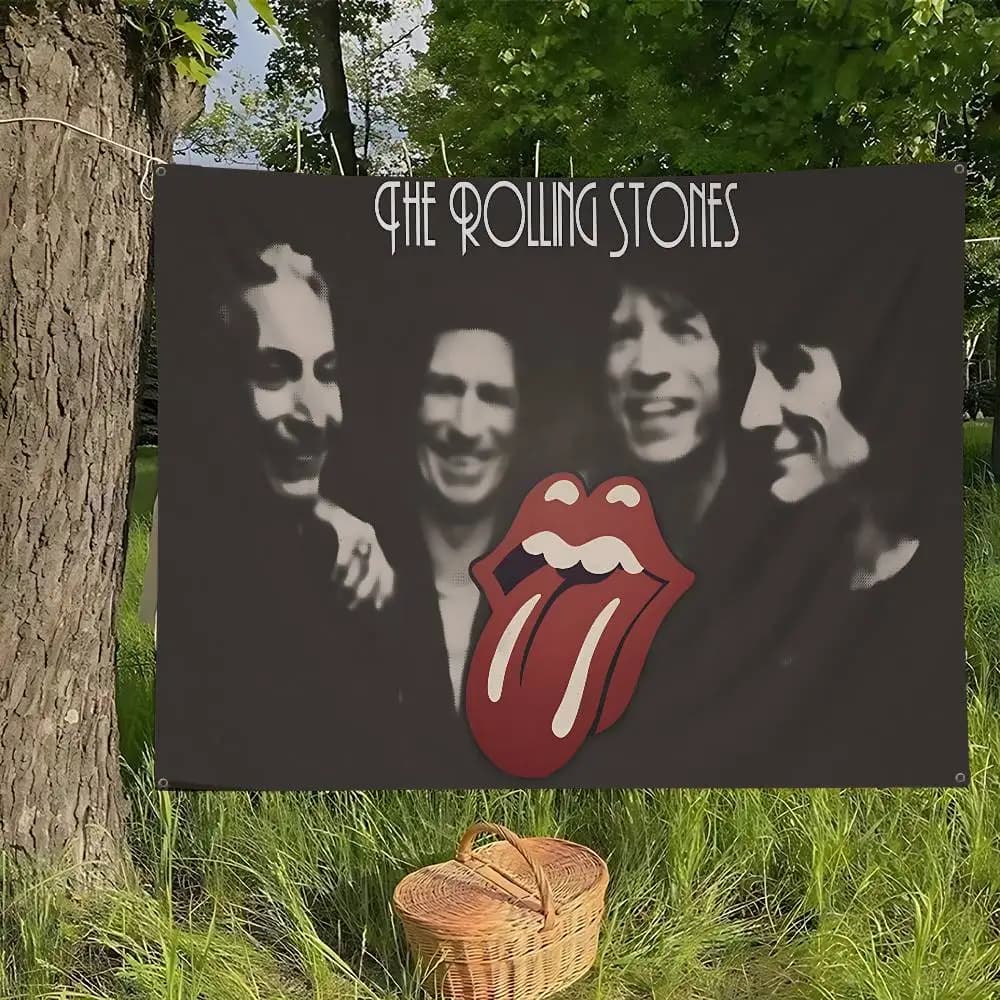 Bannière décorative imprimée avec le groupe R-rolling S-Stones, grand drapeau artistique, science-fiction, pour la décoration de la maison