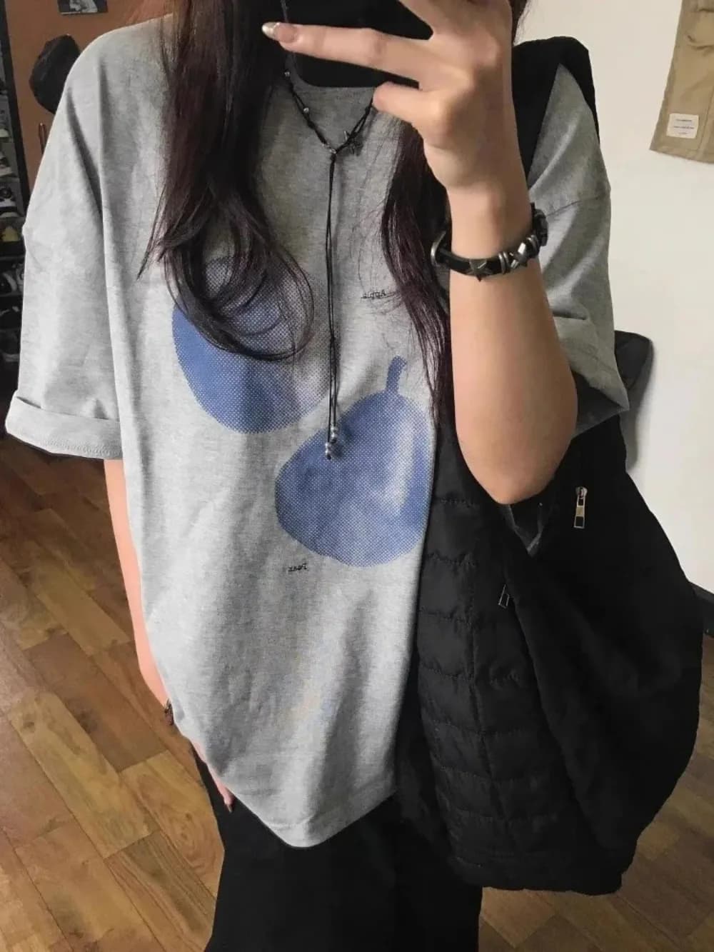 T-shirt pour femme imprimé fruits bleus, tendance rétro estivale, haut confortable décontracté à col rond et manches courtes