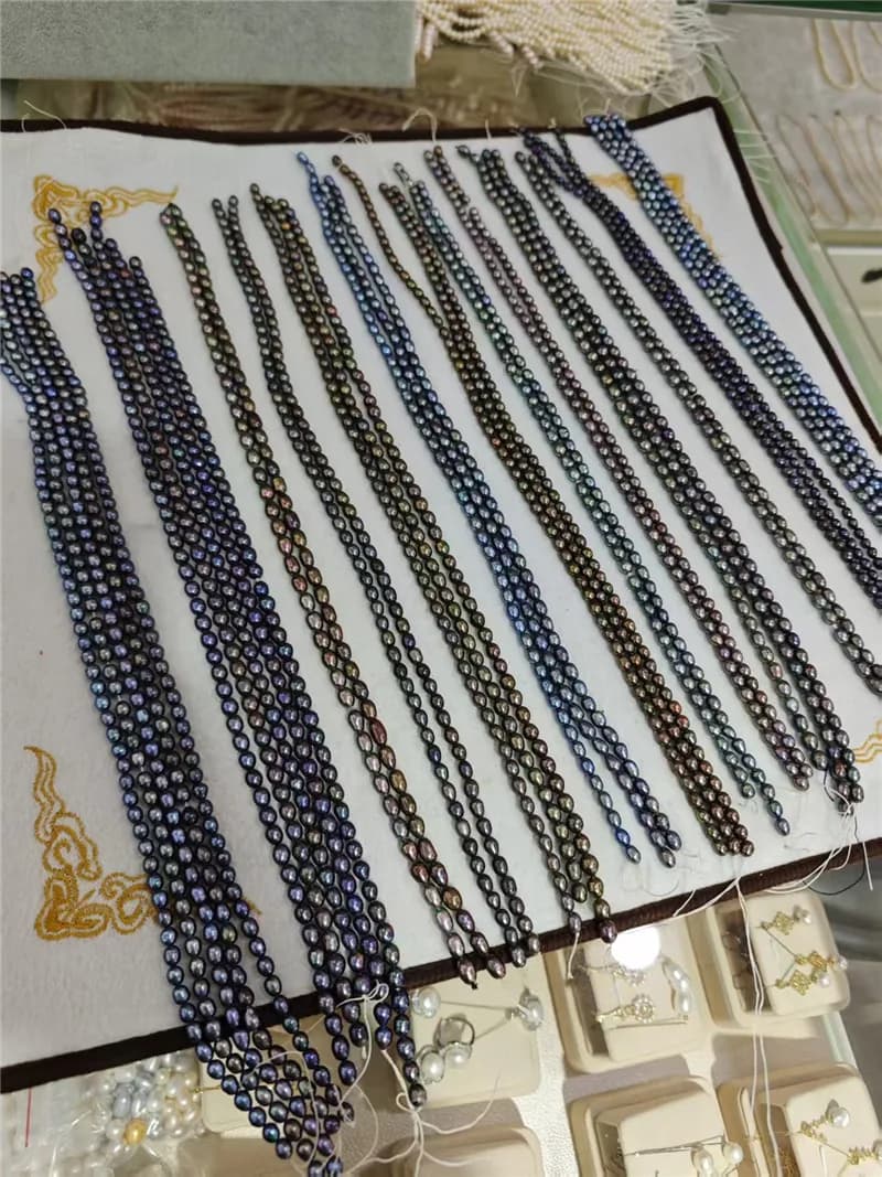 Nouveau Gros différentes tailles naturel culture noir perle d'eau douce grain de riz forme bricolage perles en vrac