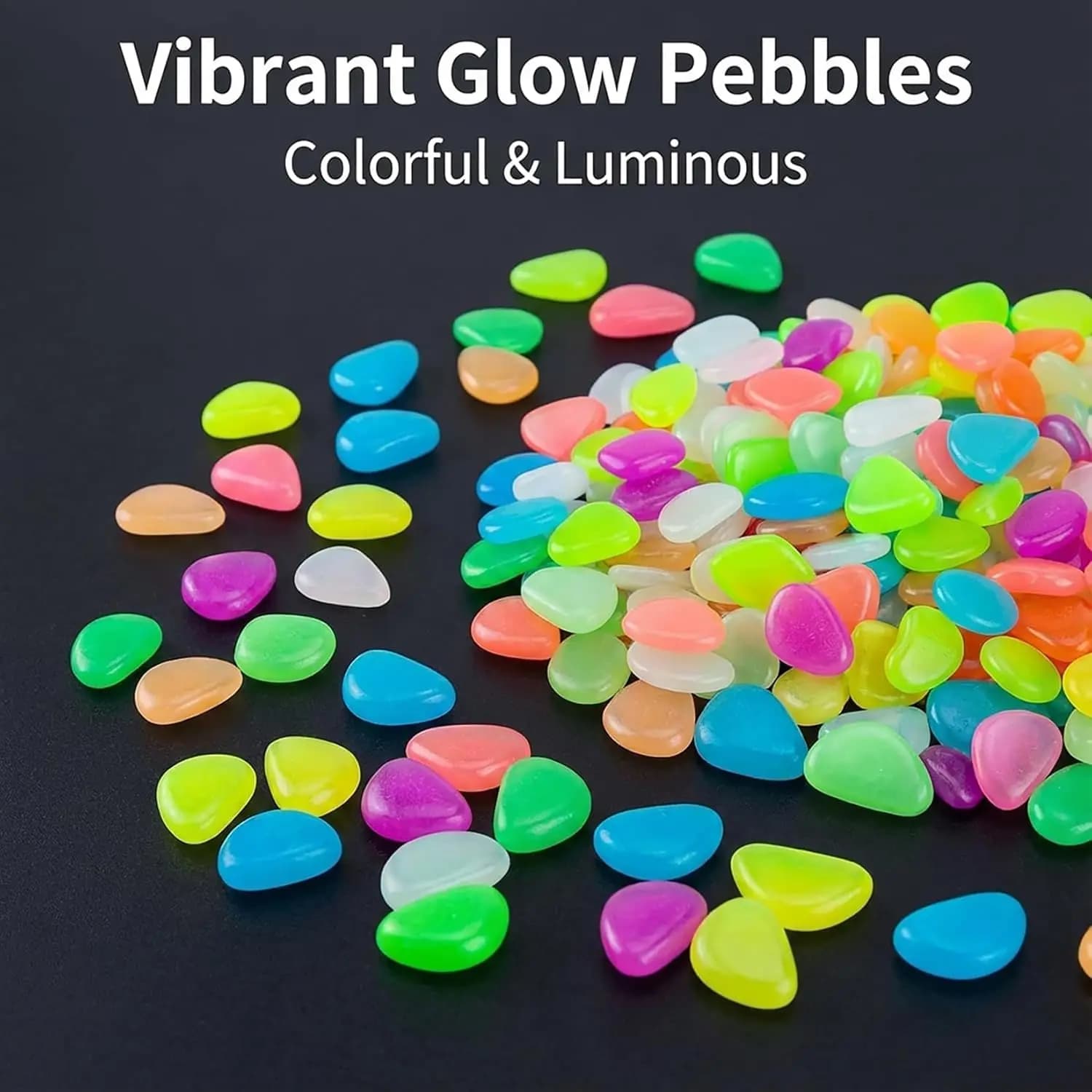 100 pierres lumineuses artificielles qui brillent dans le noir, galets de simulation, pour décoration extérieure, jardin, pelouse, cour, aquarium