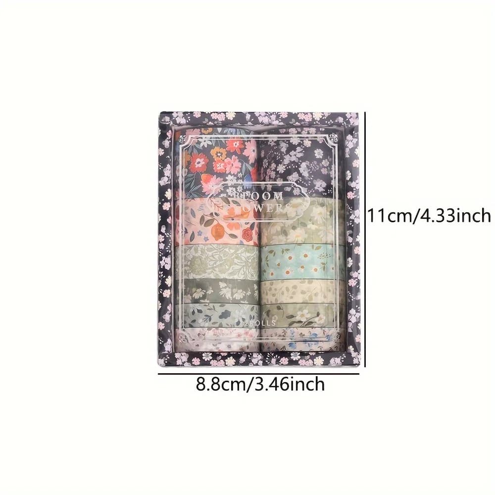 Ensemble de rubans Washi floraux Vintage, 12 rouleaux, rubans de masquage décoratifs pour bricolage, Scrapbooking, planificateur de Journal à puces, emballage cadeau