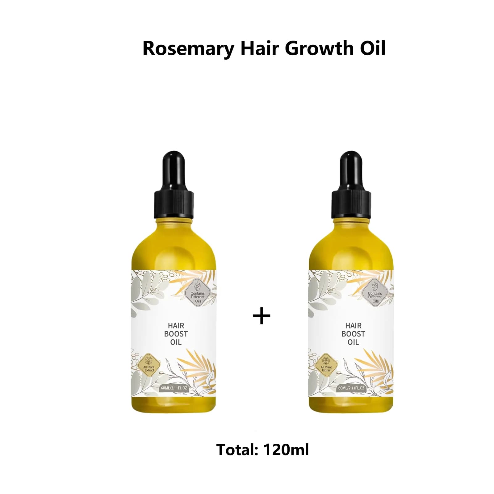 Huile de croissance des cheveux, 2 pièces, 60ml, plus épaisse, prévient la perte de cheveux, avec huiles de romarin et de ricin, Booster du cuir chevelu pour l'amélioration quotidienne