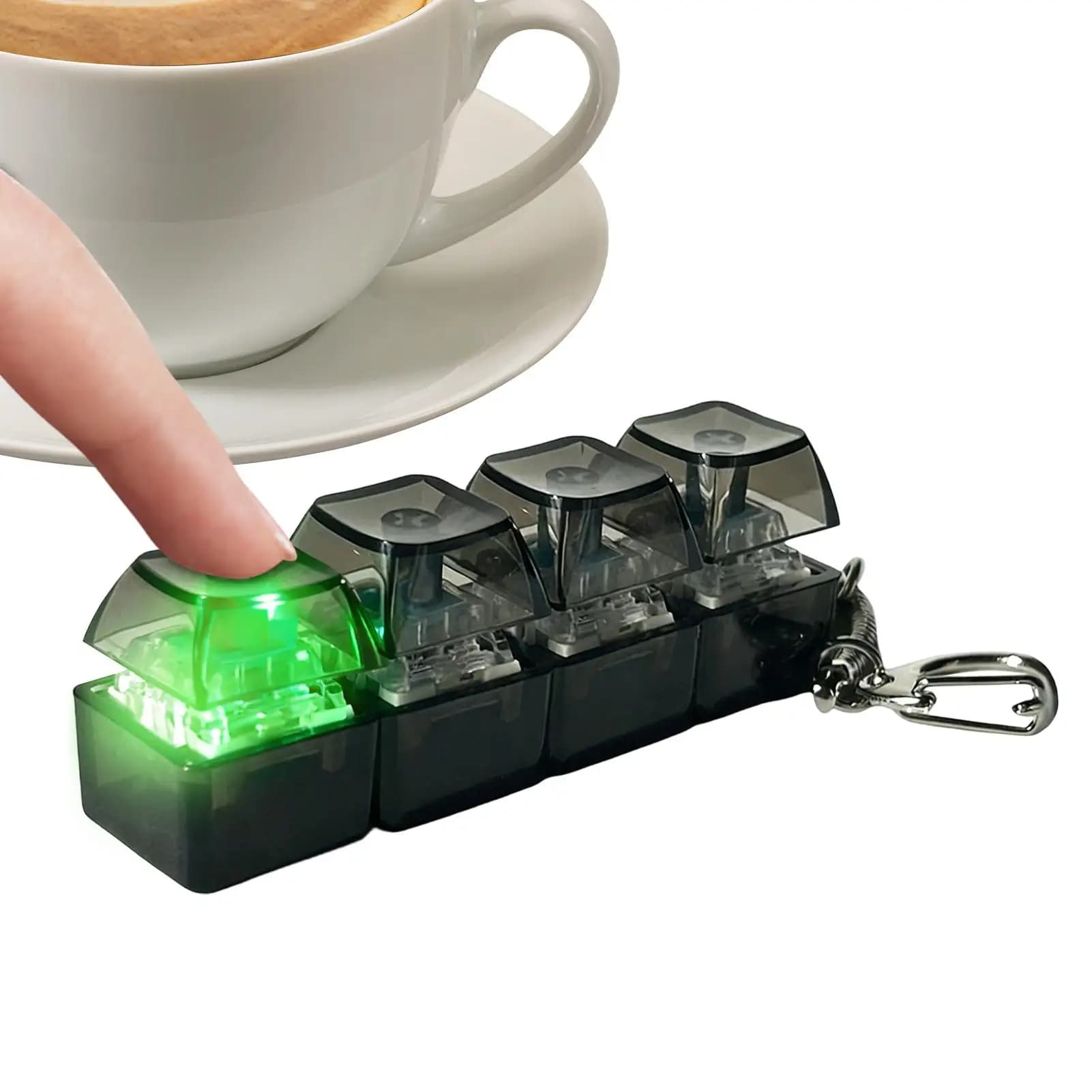 Clavier à 4 touches relaxant, jouet anti-stress, gadget de décompression, bouton de clavier, porte-clés fidget pour adultes