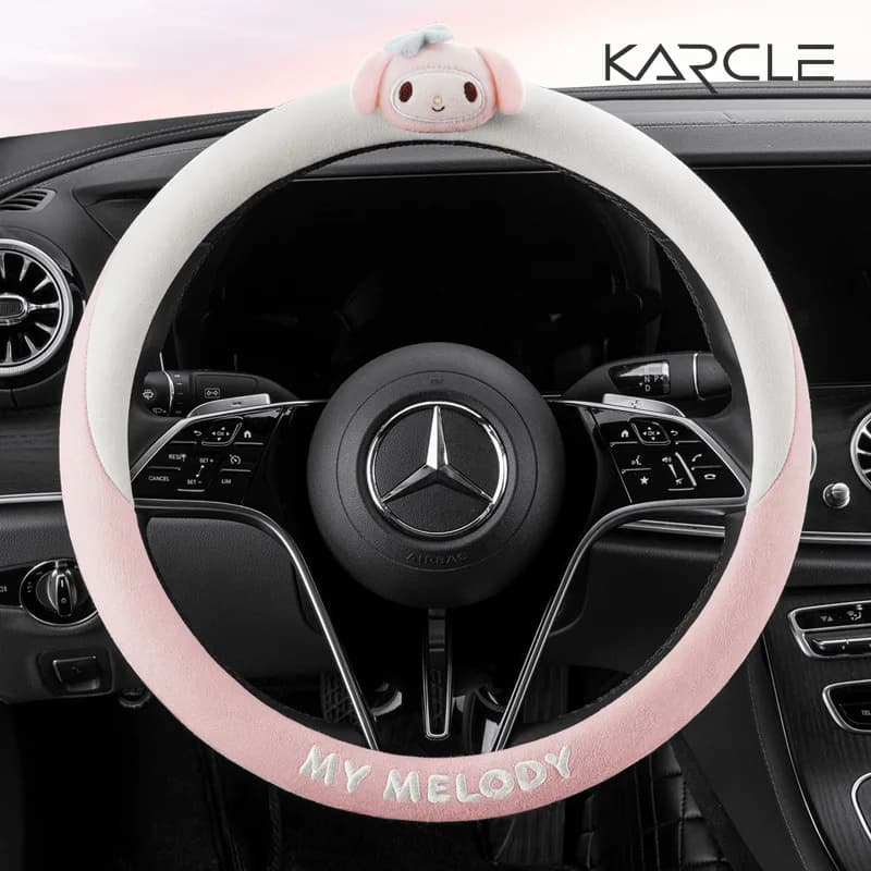 Housse de protection pour volant de voiture Sanrio authentique Kawaii, Cinnamoroll, antidérapante, résistante à l'usure, absorbant la transpiration, décoration de voiture
