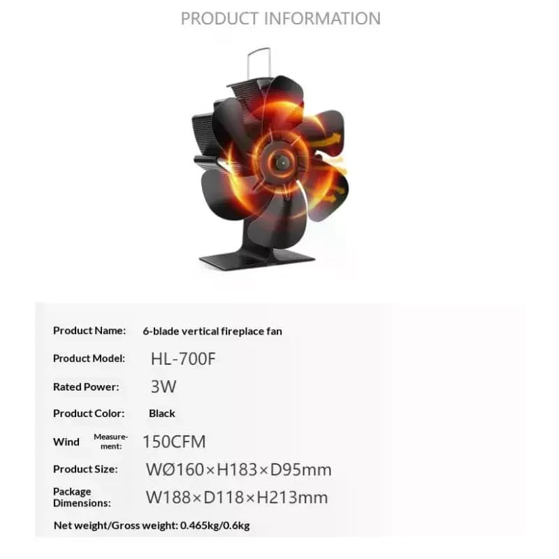 Ventilateur de cheminée à 6 pales