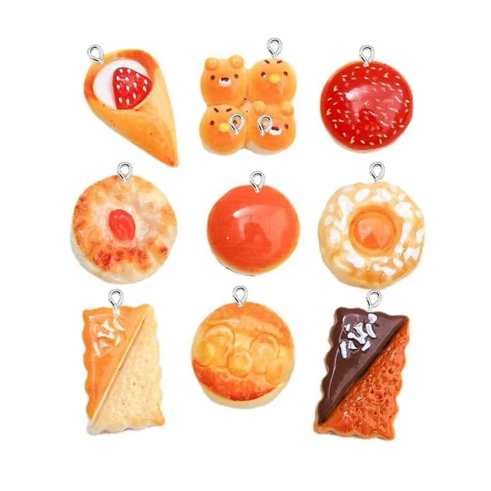 10 Breloques Simples et Mignonnes en Forme de Rouleau de Fraise Brillant