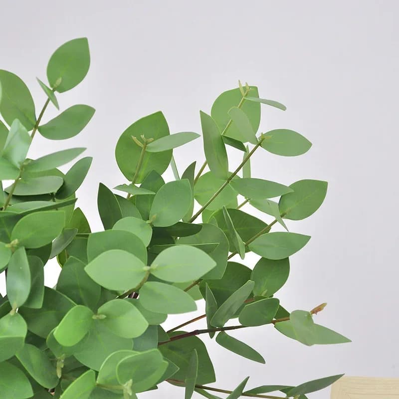 Feuilles d'eucalyptus artificielles pour la décoration de la maison, plantes vertes, feuilles à double couche, feuilles de citron trident, 55cm