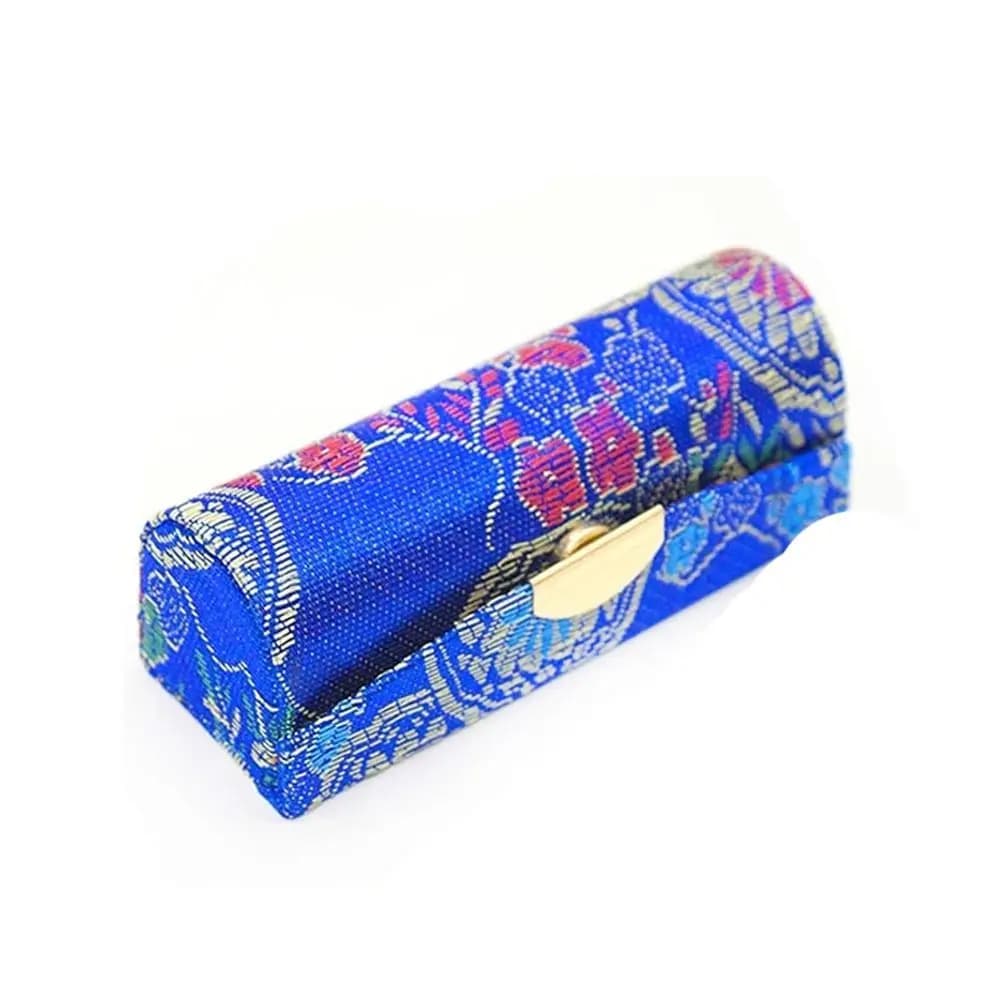 Boîtes de rangement en Satin de soie, boîte de rangement de fleurs brodées, boîte de rouge à lèvres de couleur aléatoire, étui de rouge à lèvres, boîte d'emballage