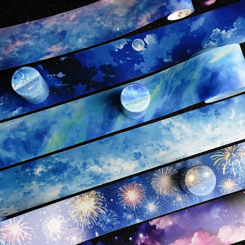 Rubans décoratifs paysage nuageux, 1 rouleau/60mm x 2m, pour bricolage, scrapbooking, album fait main, fournitures en papier décoratif