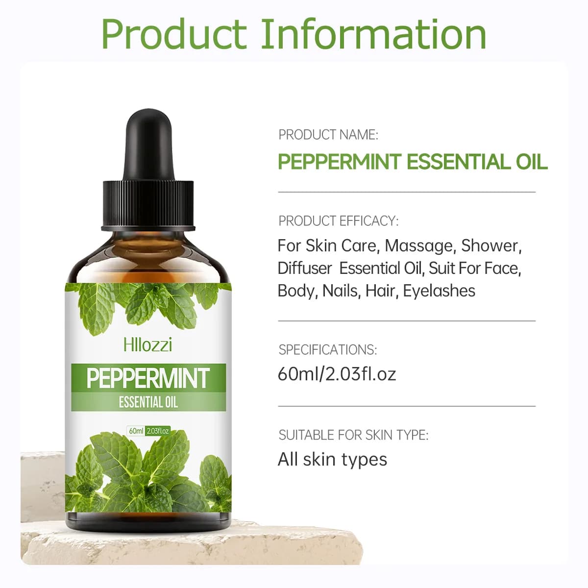 100 ml/60 ml/30 ml huile essentielle de menthe poivrée hydratante multifonctionnelle huile essentielle aromathérapie bougie diffuseur de voiture