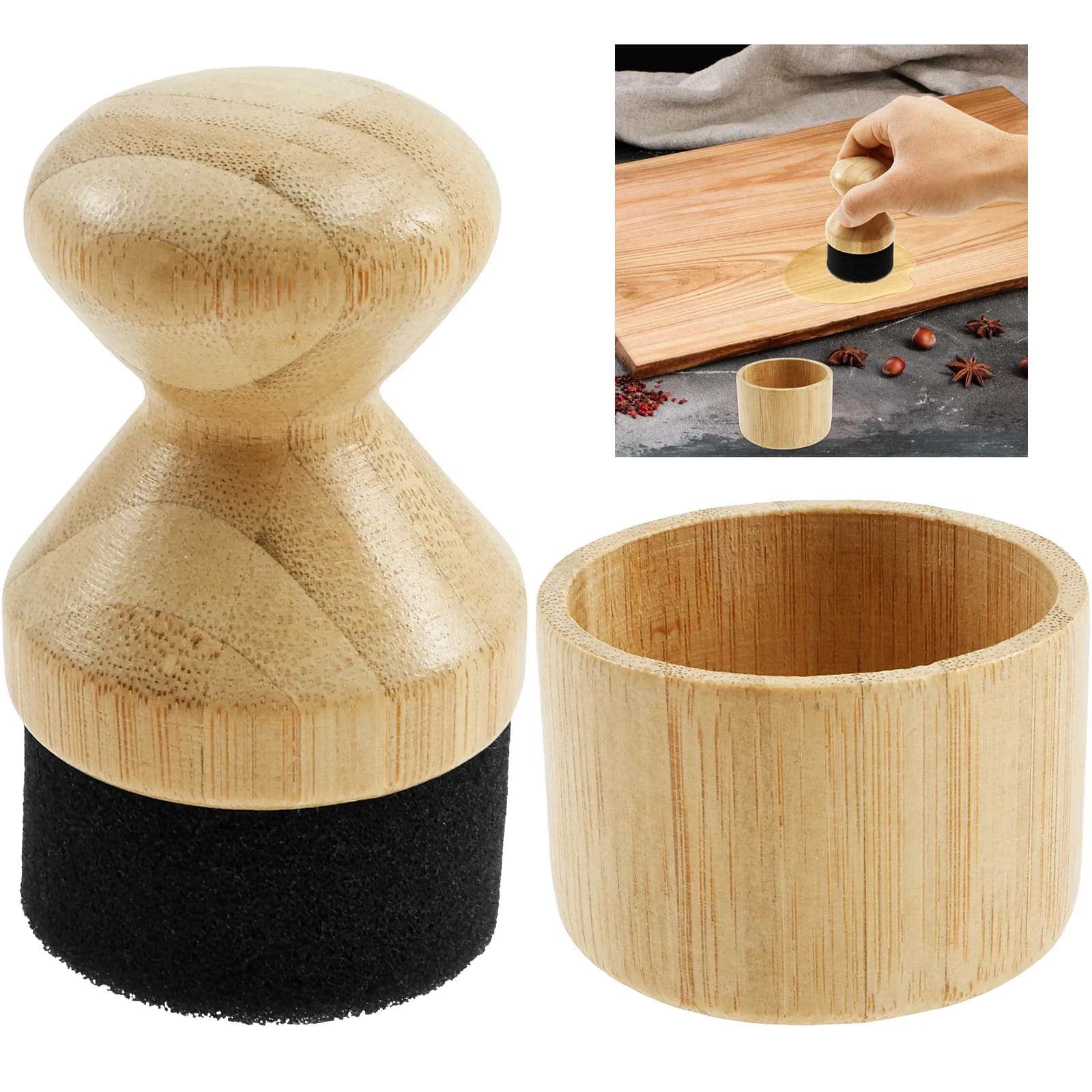Planche à découper applicateur de cire d'huile avec couvercle et poignée ergonomique planche à découper en bois applicateur d'huile restaurer le bois outil de brillance naturelle