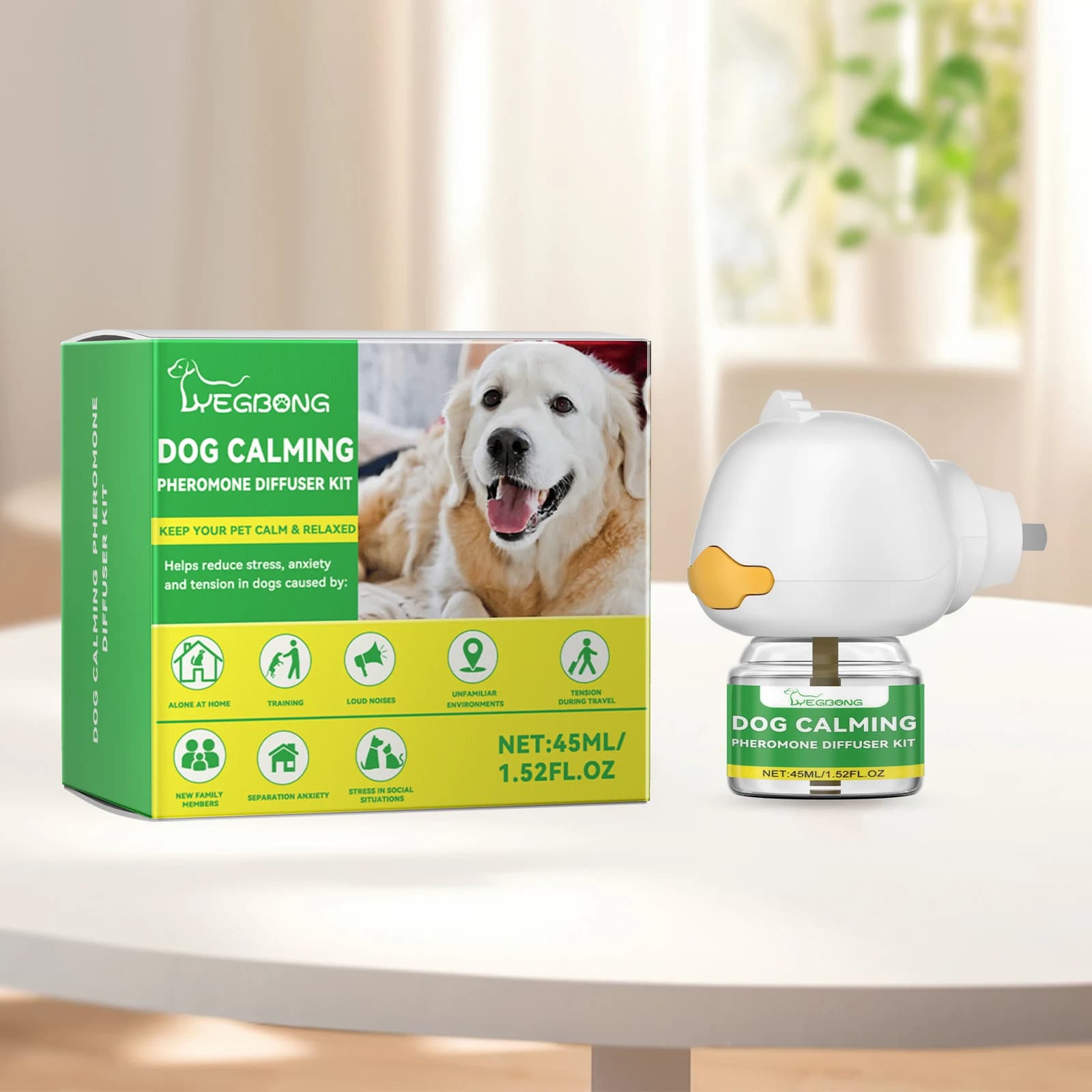 Kit diffuseur apaisant pour chien, relaxation, anti-anxiété, prévention du stress environnemental, prévention de l'incontinence urinaire, liquide apaisant pour animaux de compagnie