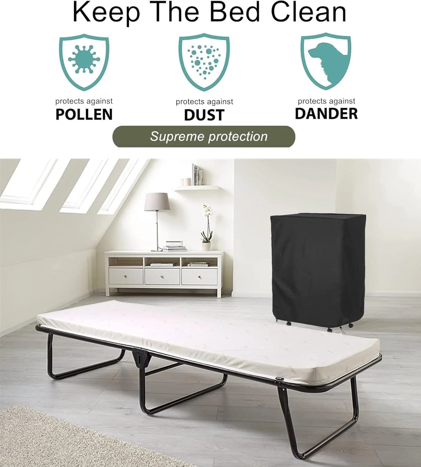 Housse de lit pliant anti-poussière et imperméable, grande housse de lit de camping, facile à mettre et à enlever