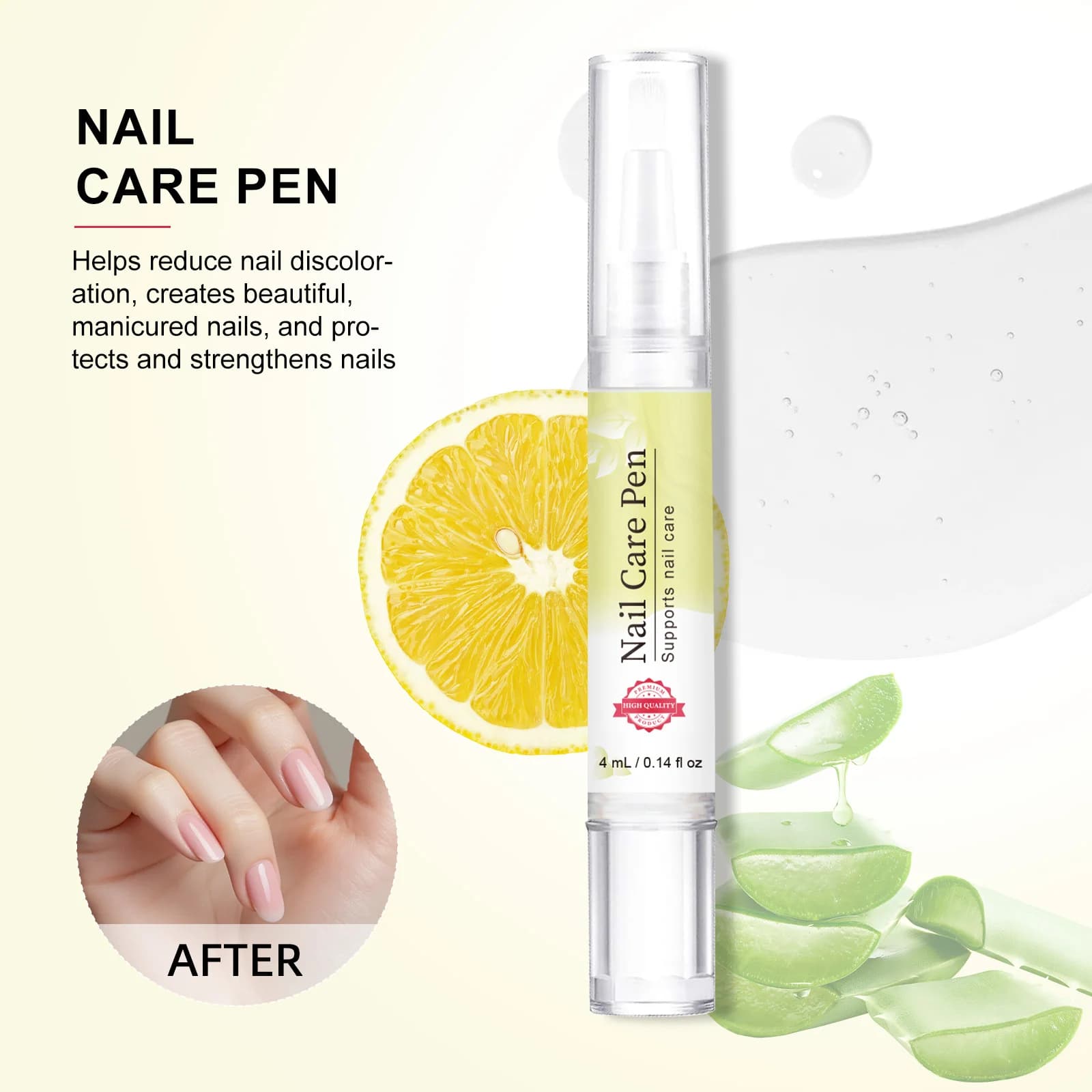 Stylo fortifiant et revitalisant pour ongles 4ml - Formule à l'huile d'arbre à thé et de ricin pour ongles décolorés, protection et santé des cuticules.