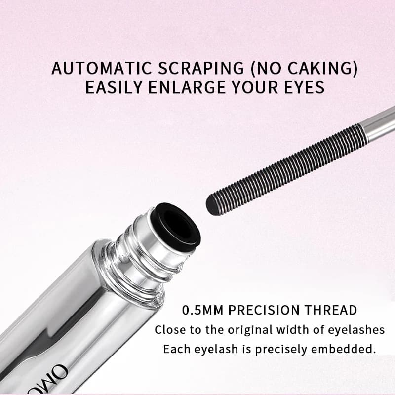 Mascara longue tenue qui boucle les cils, résistant à l'eau et à la transpiration, sépare chaque cils, épaissit et donne du volume, mascara en tube en acier.