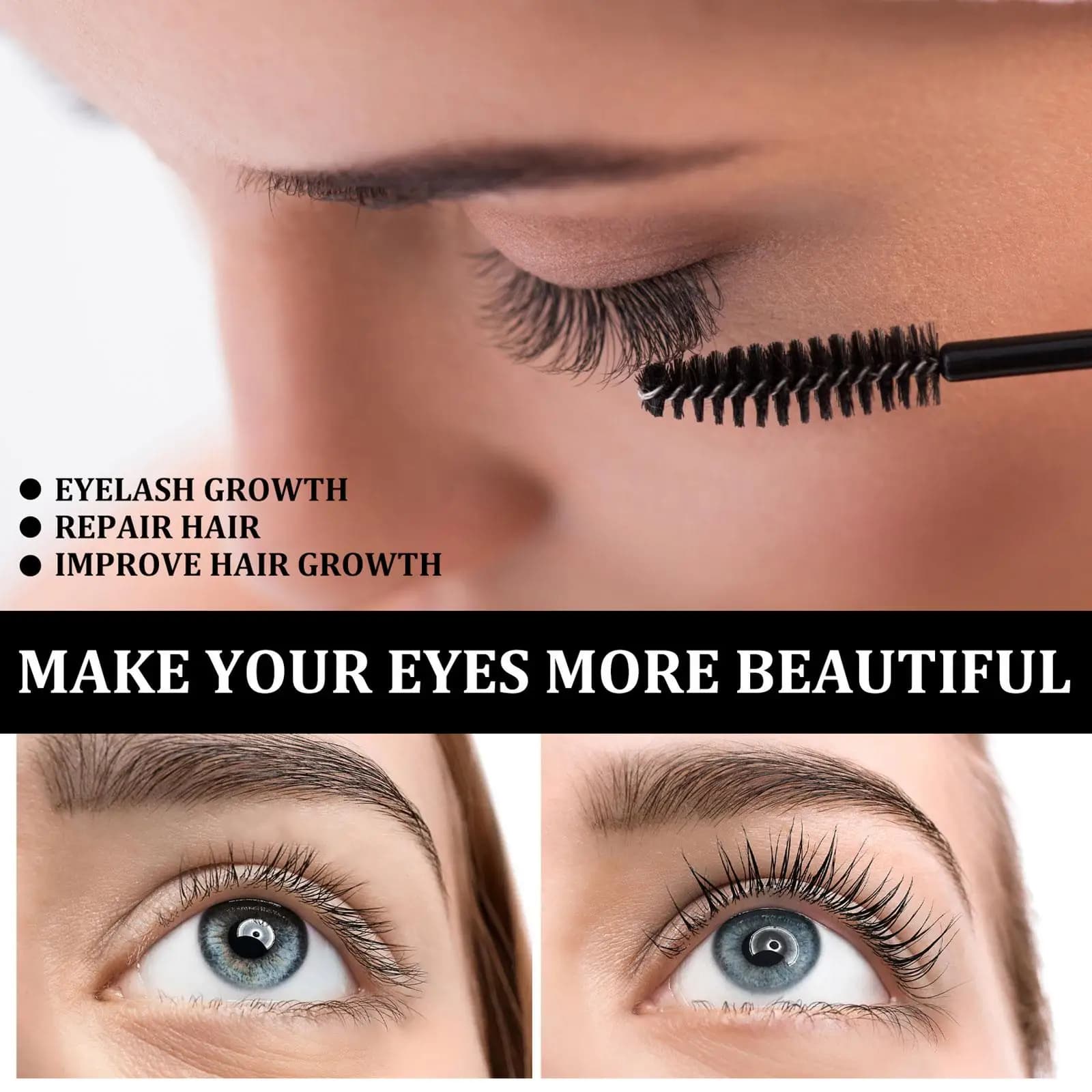 Sérum Liquide Naturel pour la Croissance des Sourcils et des Cils, Épaississant, Allongeant et Courbant, à l'Huile de Ricin, Produit de Maquillage Féminin
