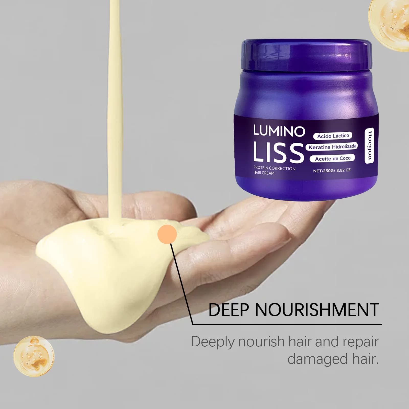 Crème lissante pour cheveux, protéine de kératine, effet lissant longue durée pour le contrôle des frisottis, traitement de soins capillaires lisses et soyeux