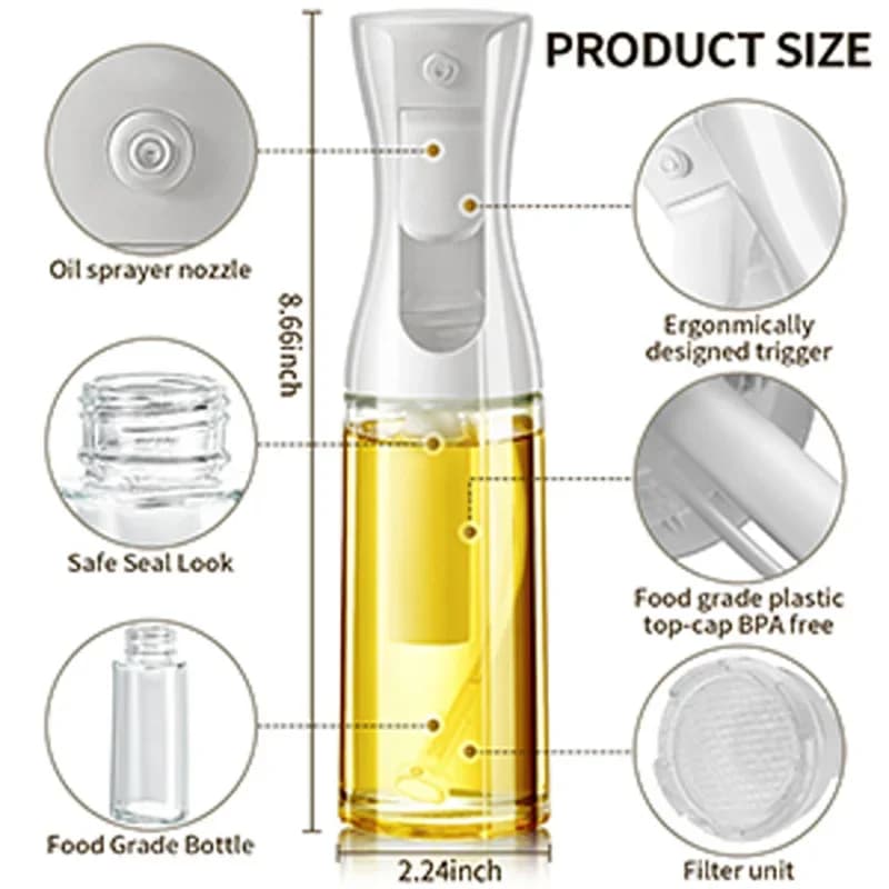 Pulvérisateur d'huile de cuisine, accessoires de friteuse à Air, bouteille de pulvérisation en plastique, pulvérisateur d'huile, diffuseur Portable, Spray de cuisine